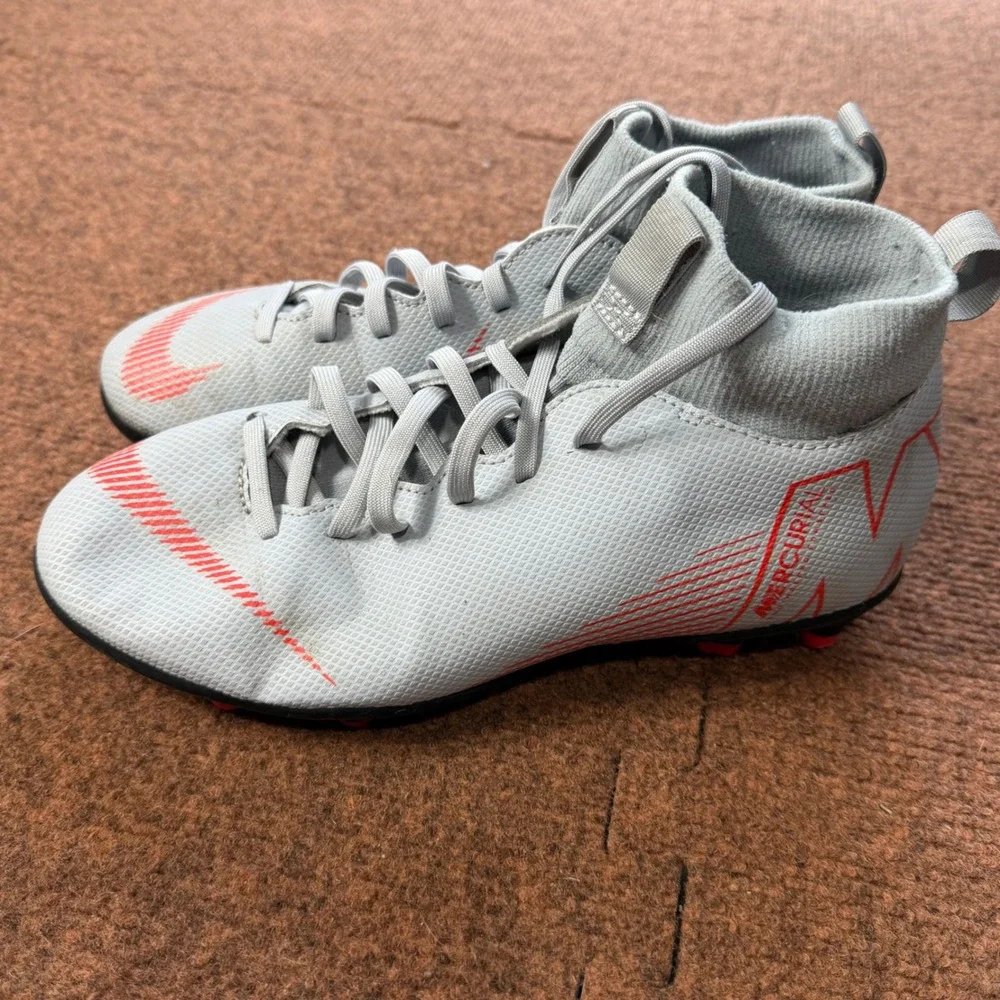 Nike Mercurial Superfly 6 Academy MG Kids Soccer Cleats Grey Crimson AH7337 5Y
